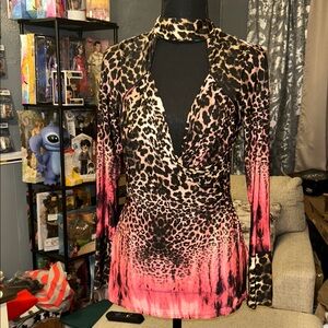 Venus SM Leopard Print Pink Long Sleeve Top